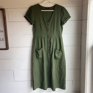 Linen/Viscose Midi Dress